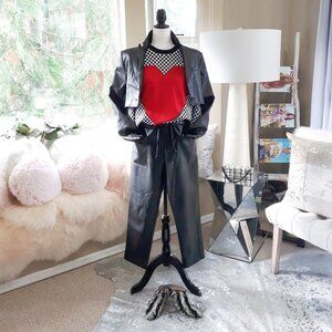 EUC Zara black faux leather cropped relaxed slouchy pants, L